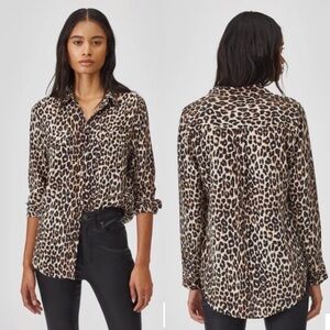 Equipment Slim Signature Silk Shirt Leopard Large